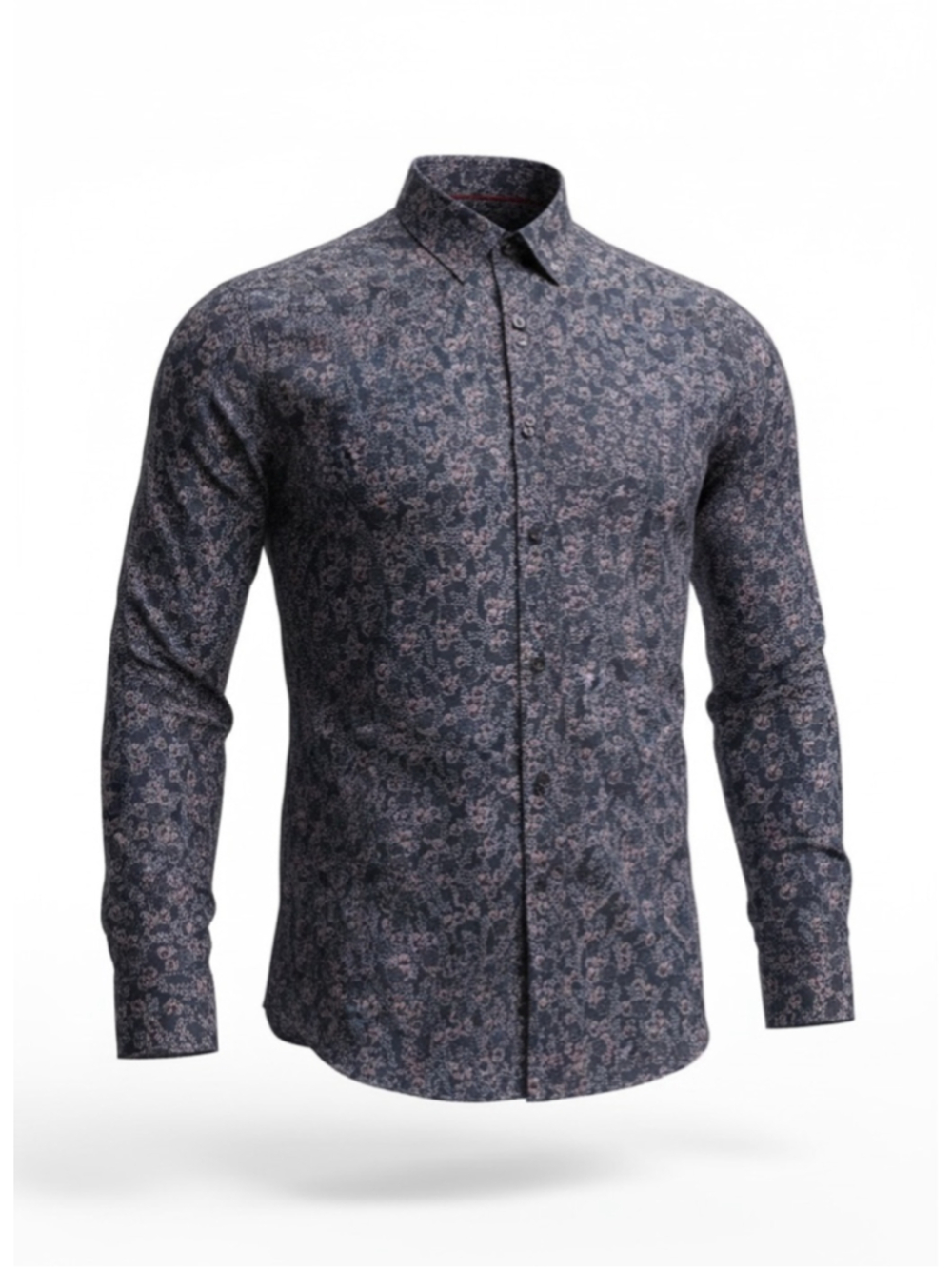 EUC Ted Baker Modern Fit Button Up Navy & Pink Floral Print Shirt Size 17
